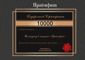 Подарочный сертификат на покупку в магазине «Праймфиш» номиналом 10000 руб.
